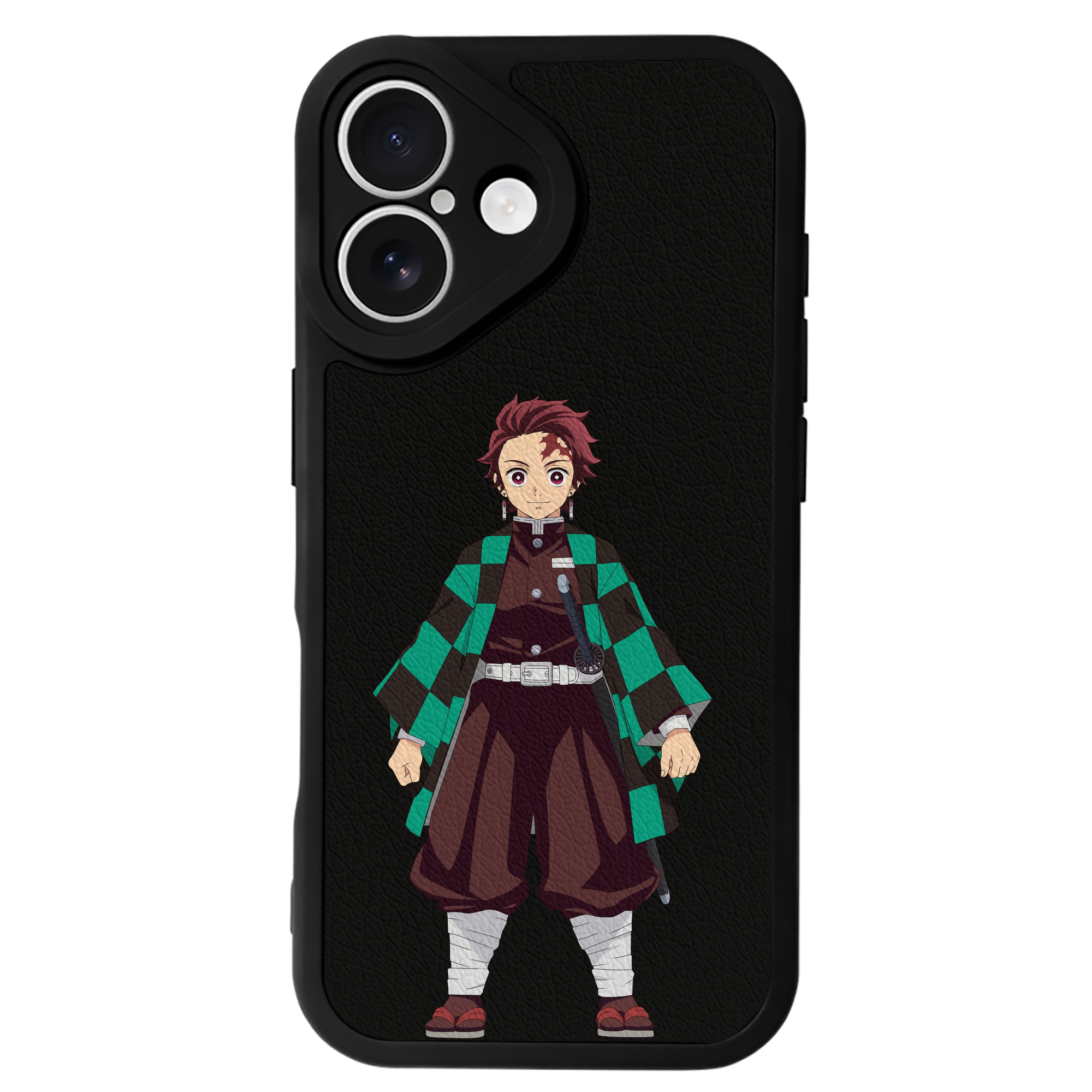 （画像用） 鬼滅の刃 竈門 炭治郎／かまど たんじろう Kamado Tanjirou 【iPhone 16シリーズ対応】シリコンスマホケース（レザー調） 材質：シリコン
